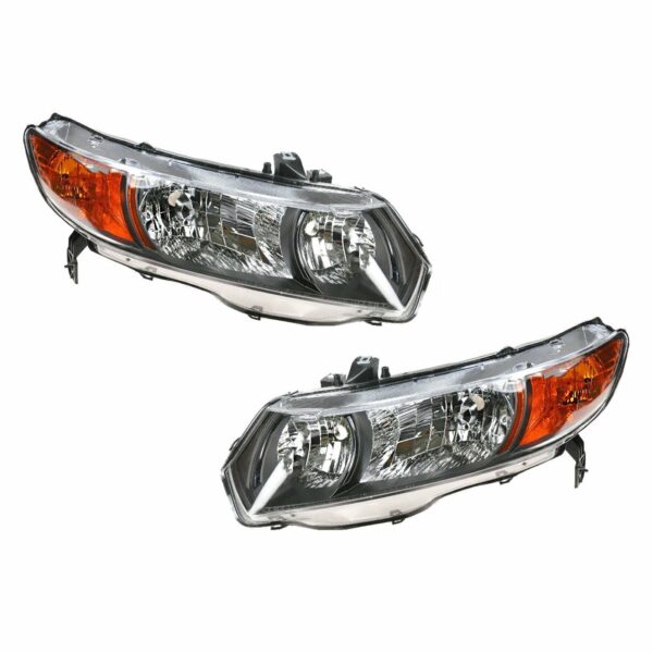 Headlight Headlamp Left & Right Pair Set for 06-08 Honda Civic Coupe 1.8L
