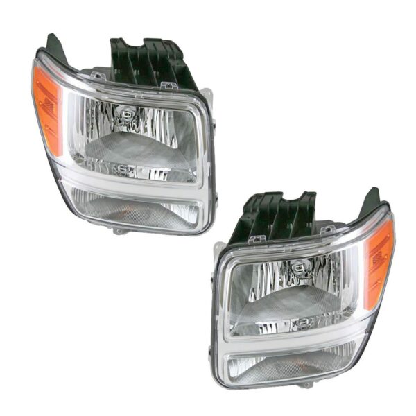 Headlights Headlamps Left & Right Pair Set for 07-11 Dodge Nitro