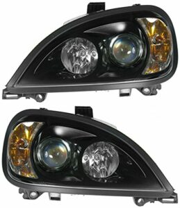 Headlights Headlamps Black Projector Pair Set for 96-13 Freightliner Columbia