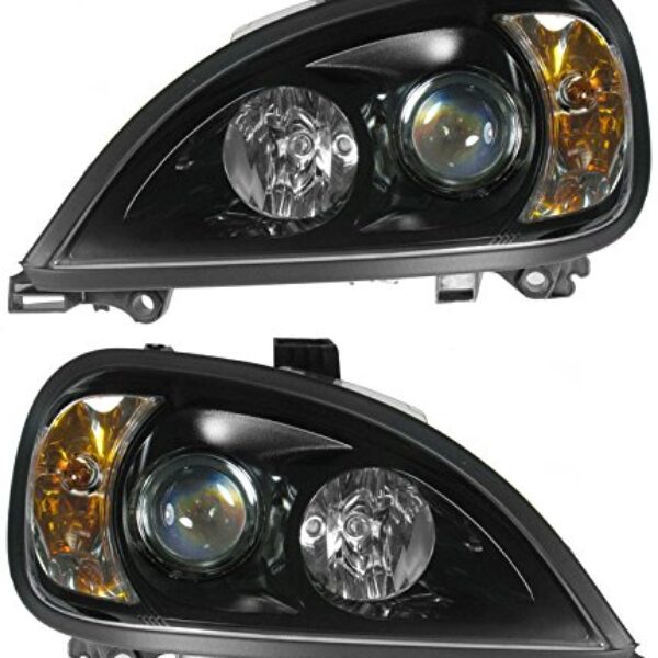 Headlights Headlamps Black Projector Pair Set for 96-13 Freightliner Columbia