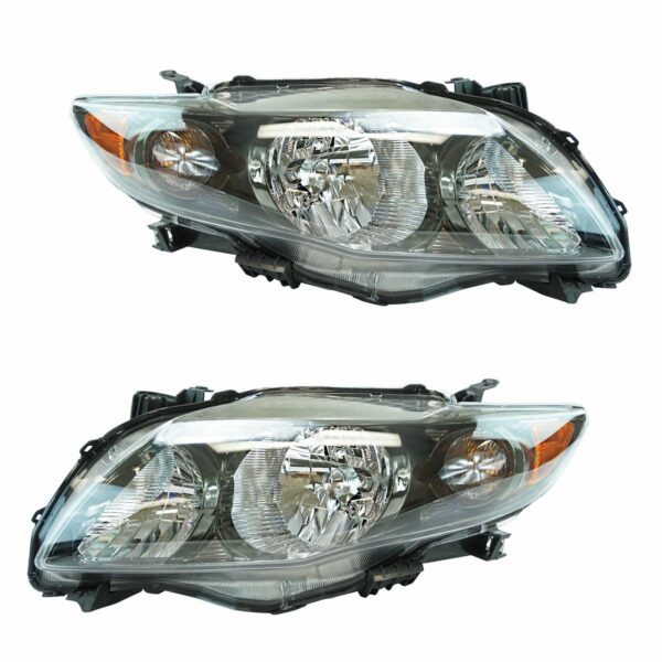 Headlamp Headlight w/ Black Bezel Left & Right Pair Set for 09-11 Toyota Corolla
