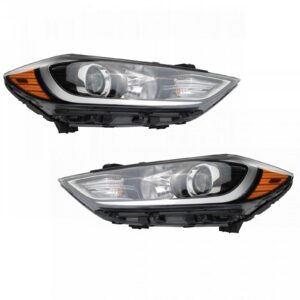 2pc Headlight Lamp Assembly Set LH & RH Sides for 17-18 Hyundai Elantra Sedan