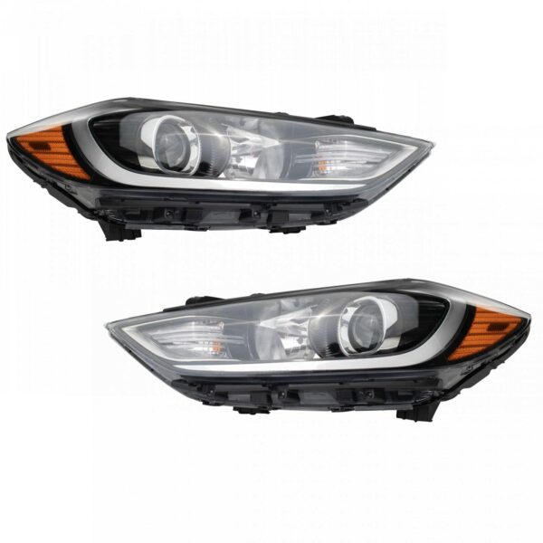 2pc Headlight Lamp Assembly Set LH & RH Sides for 17-18 Hyundai Elantra Sedan