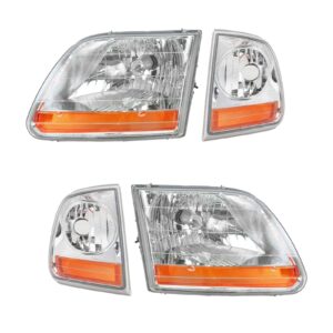 Headlight Assembly Compatible With 2002-2003 Ford F-150 Harley Davidson Driver and Passenger Side