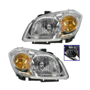 Chrome Headlights Headlamps w/ Brackets Left & Right Pair Set for 05-10 Cobalt