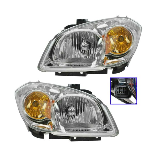 Chrome Headlights Headlamps w/ Brackets Left & Right Pair Set for 05-10 Cobalt