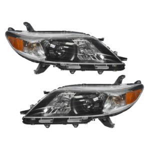 Halogen Headlight Headlamp LH & RH Pair Set of 2 for 11-13 Toyota Sienna SE