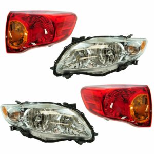 Headlight & Tail Light Lamp Kit Set of 4 for 09-10 Toyota Corolla
