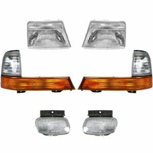 Headlight Fog Lamp Parking Light 6 Piece Kit Set Compatible with 98-00 Ford Ranger Truck