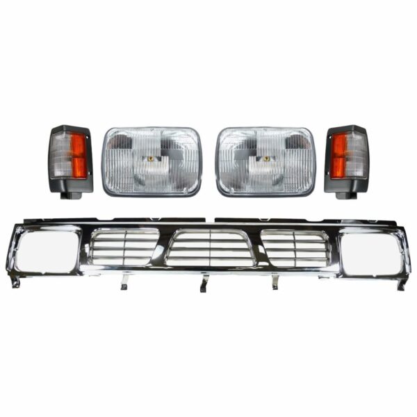 5 Piece Lighting Kit Headlights Grille Black Trim Corner Lights for Nissan D21 Hardbody Pickup