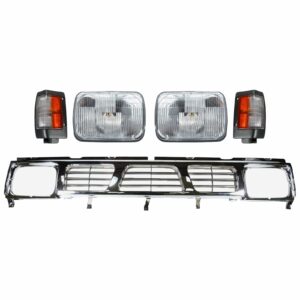 5 Piece Lighting Kit Headlights Grille Black Trim Corner Lights for Nissan D21 Hardbody Pickup