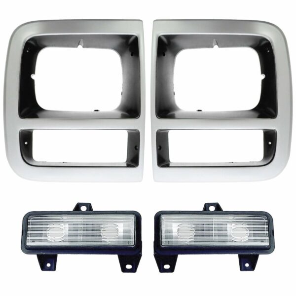 Headlight Bezel Parking Marker Light Lamp 4 Piece Kit Compatible with 92-96 Chevy GMC Van