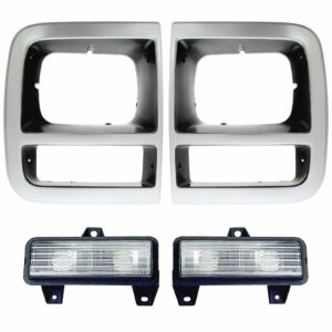 Headlight Bezel Parking Marker Light Lamp 4 Piece Kit Compatible with 92-96 Chevy GMC Van