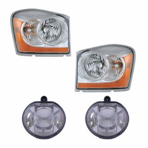 Headlight Fog Driving Light Lamp Kit LH RH Set of 4 for 06 Dodge Durango SUV