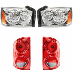 Headlight Tail Light Lamp Kit Set of 4 Compatible with 05-07 Dodge Dakota Truck