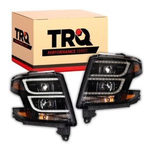 TRQ Performance Headlight Set Compatible with 2015-2020 Chevrolet Suburban Tahoe
