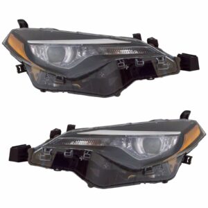 Headlight Lamp Assembly LH RH Kit Pair Set of 2 Compatible with Toyota Corolla