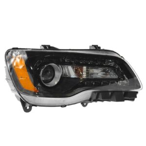 Headlight Halogen Black Bezel Passenger Side Right RH for 11-14 Chrysler 300
