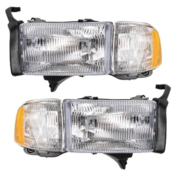 Headlight Set Compatible with 1994-2002 Dodge Ram 1500 Ram 2500 Ram 3500