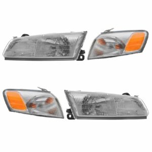 Headlights Headlamps & Corner Parking Lights Kit Set for 97-99 Toyota Camry