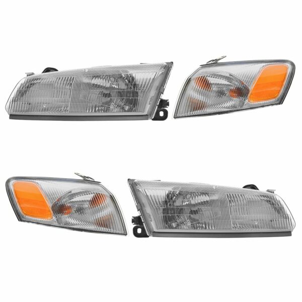 Headlights Headlamps & Corner Parking Lights Kit Set for 97-99 Toyota Camry