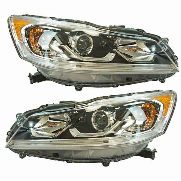 Halogen Headlight Lamp Assembly LH RH Pair for Honda Accord EX EX-L Sedan