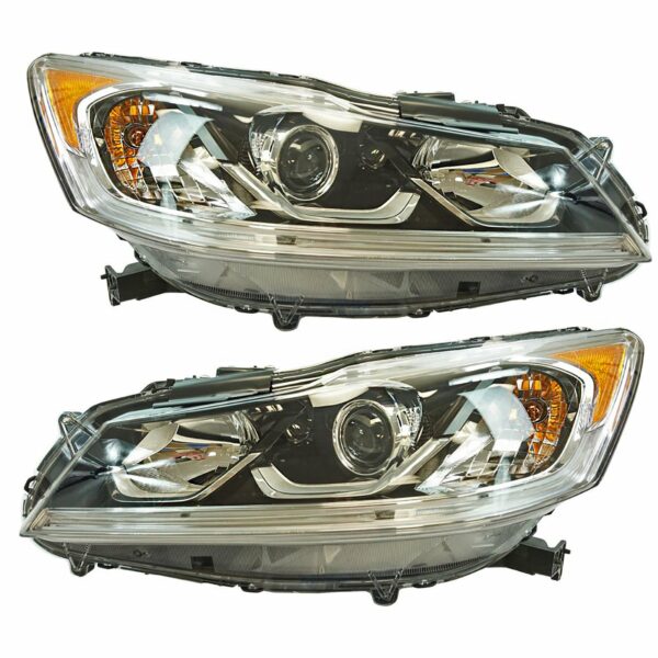 Halogen Headlight Lamp Assembly LH RH Pair for Honda Accord EX EX-L Sedan