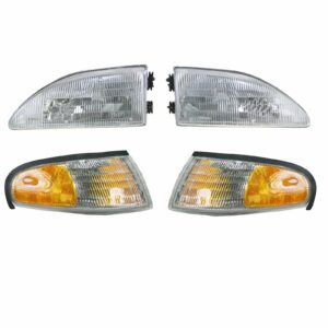 Headlights & Parking Corner Lights Left & Right Pair Set for 94-98 Ford Mustang