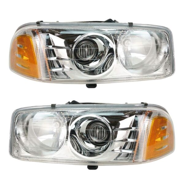 Headlights Headlamps Pair Set for 01-06 GMC Sierra Yukon Pickup Truck Denali