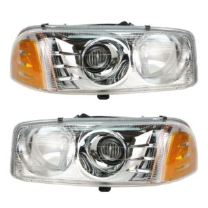 Headlights Headlamps Pair Set for 01-06 GMC Sierra Yukon Pickup Truck Denali