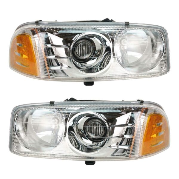 Headlights Headlamps Pair Set for 01-06 GMC Sierra Yukon Pickup Truck Denali