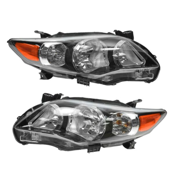 Black Housing Headlight Headlamp Pair Set of 2 for 11-13 Toyota Corolla XRS S