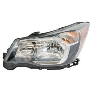 Halogen Headlight Headlamp with Black Bezel LH Left Driver Side Compatible with 2014-2016 Subaru Forester 2.0L