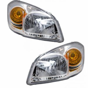 Headlights Headlamps w/ Chrome Bezel LH & RH Pair Set for 05-10 Chevy Cobalt