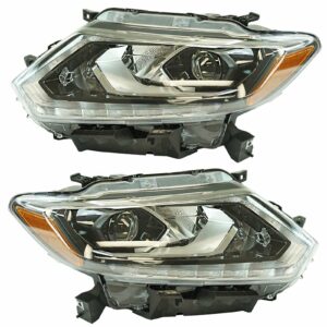 Halogen Headlight Lamp LH RH Set of 2 Pair Compatible With Nissan Rogue SUV