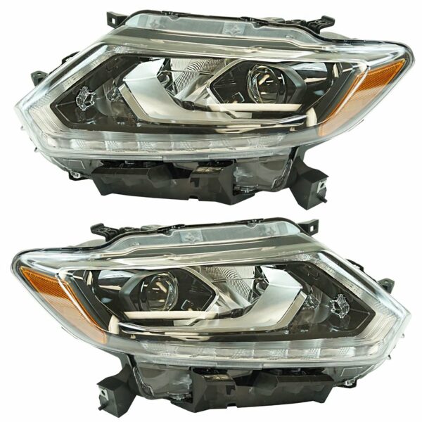 Halogen Headlight Lamp LH RH Set of 2 Pair Compatible With Nissan Rogue SUV