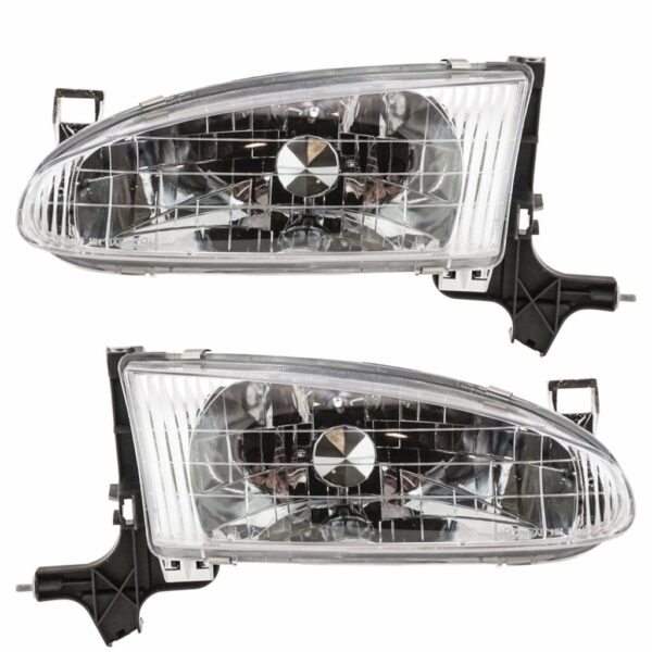 Headlights Headlamps Left & Right Pair Set for 98-02 Chevy Prizm