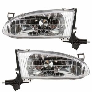 Headlights Headlamps Left & Right Pair Set for 98-02 Chevy Prizm
