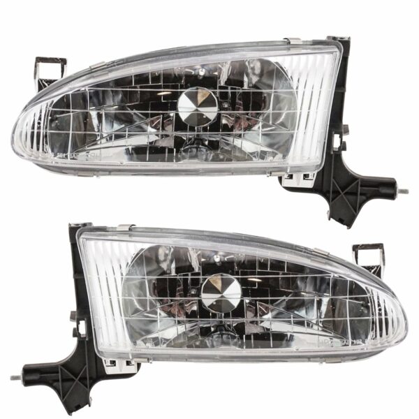 Headlights Headlamps Left & Right Pair Set for 98-02 Chevy Prizm