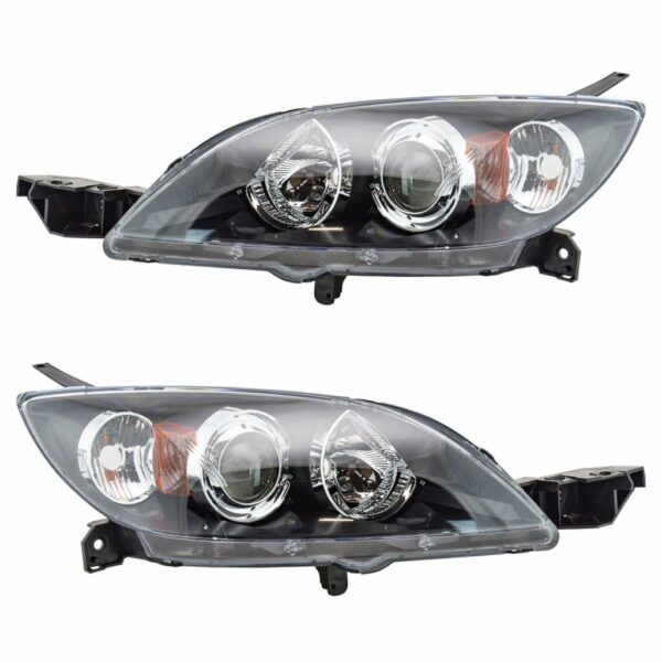 Headlights Headlamps Lights Left & Right Pair Set for 04-09 Mazda 3 Hatchback