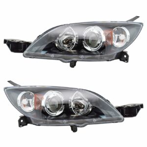 Headlights Headlamps Lights Left & Right Pair Set for 04-09 Mazda 3 Hatchback