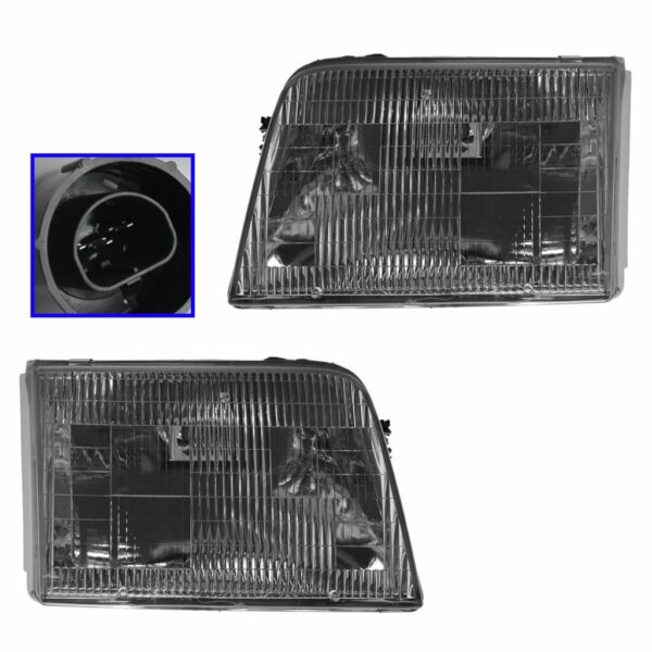 Headlights Headlamps Left & Right Pair Set for 93-97 Ford Ranger Pickup Truck