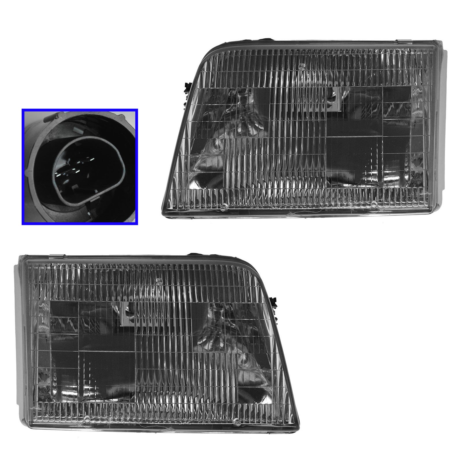 Headlights Headlamps Left & Right Pair Set for 93-97 Ford Ranger Pickup Truck