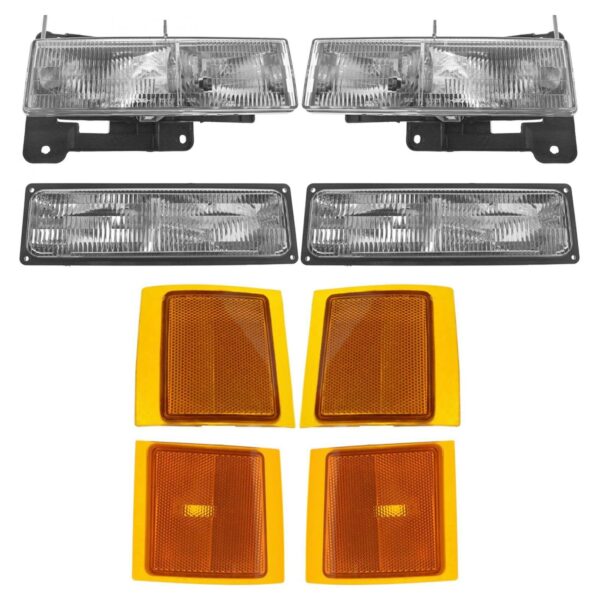 Headlights & Parking Corner Lights Left/Right Pair Set of 8 for Chevy C/K Blazer