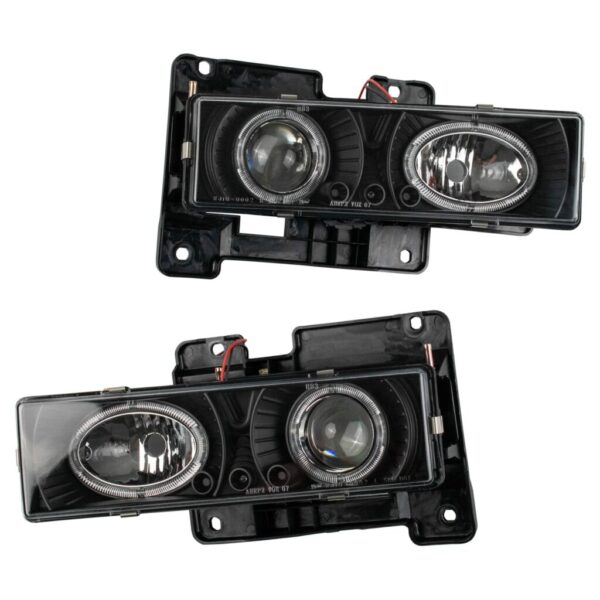 Projector Style Headlight lamp Pair Set of 2 Clear Lens Black Housing for Blazer Tahoe Suburban Yukon C/K Truck