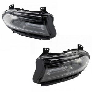 Front 2 Piece Halogen Headlight Lamp Assembly Pair Set LH Driver & RH Passenger Sides for Dodge Charger