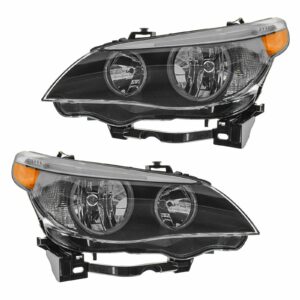 Headlights Headlamps Halogen Left & Right Pair Set for BMW E60 5 Series