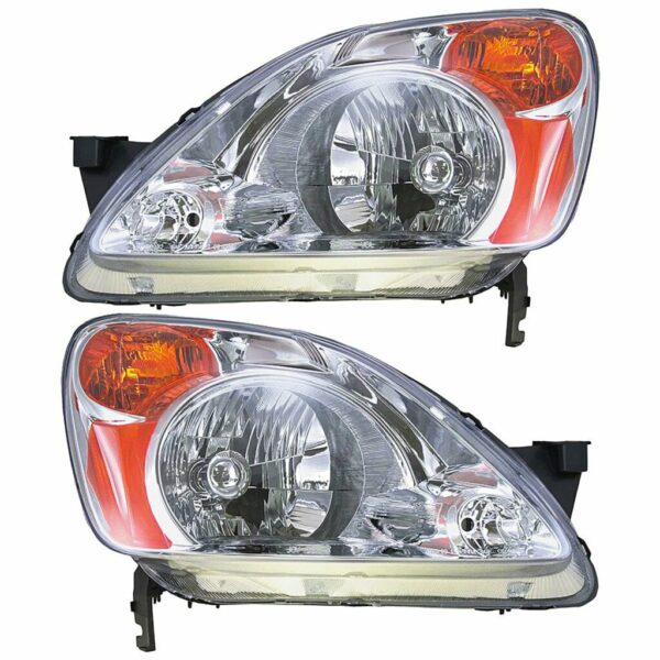Headlights Headlamps Left & Right Pair Set for 02-04 Honda CR-V