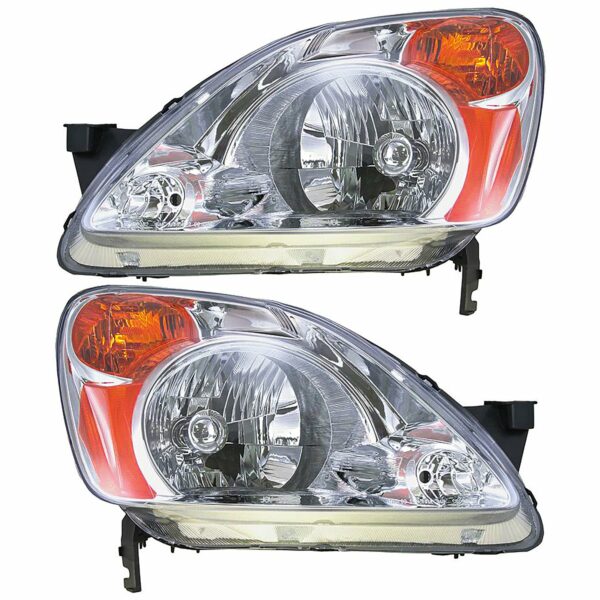 Headlights Headlamps Left & Right Pair Set for 02-04 Honda CR-V