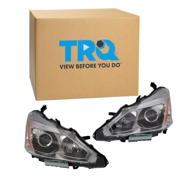 TRQ HLA95286 (2 Piece) OE Factory Style Replacement Headlights Assembly Set Driver and Passenger Side Compatible with 2013-2015 Nissan Altima Sedan